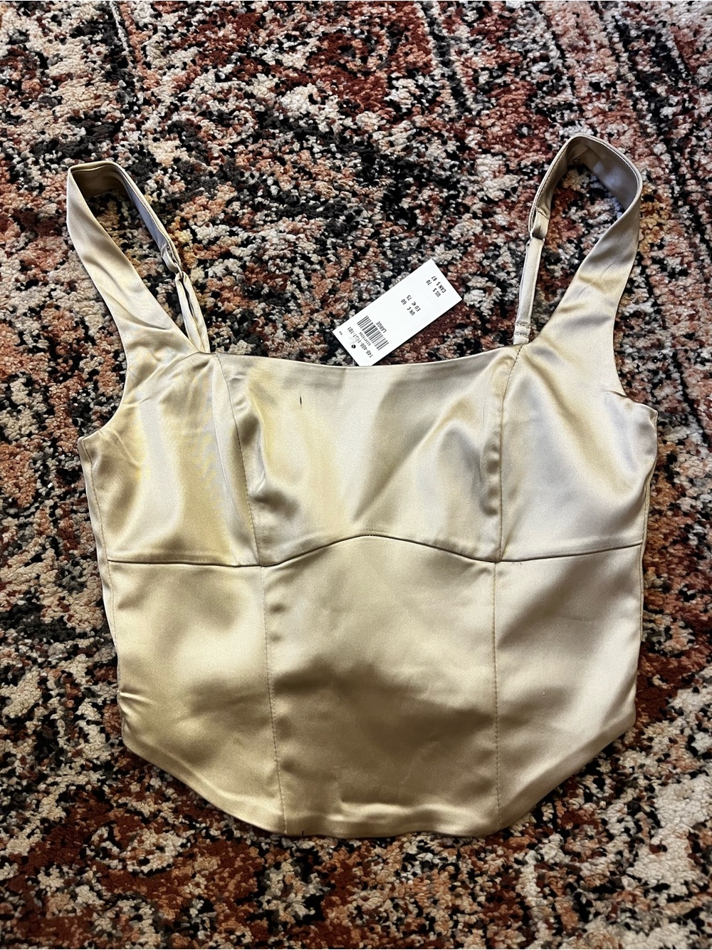 Abercrombie Satin Square-Neck Cropped Tank Top - Gold
